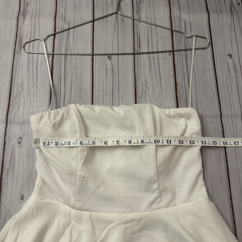 Princess Polly‎ The Rolla Romper Women's Size 6 White Back Zip Cotton Ruffle - Picture 5 of 10